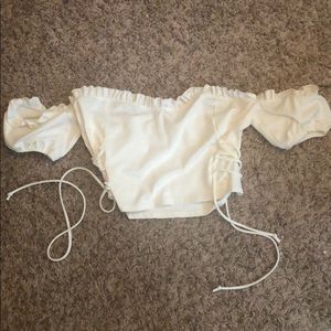 Cute white ruffled crop top- Charlotte Russe